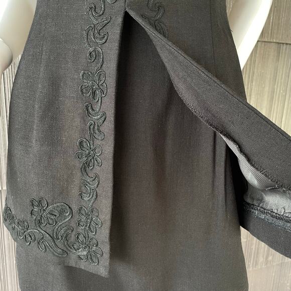 🔥Vintage Donna Ricco Linen Rayon Blend Embroidered Layered Mini Dress Size SP - Picture 7 of 16